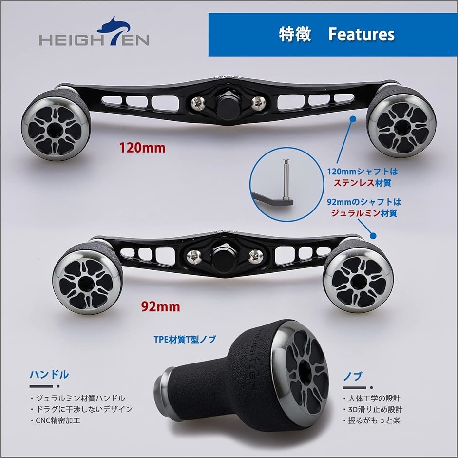 ベイト リール ハンドル 直径24mm TPE製 ノブ搭載 シマノ ダイワ 通用