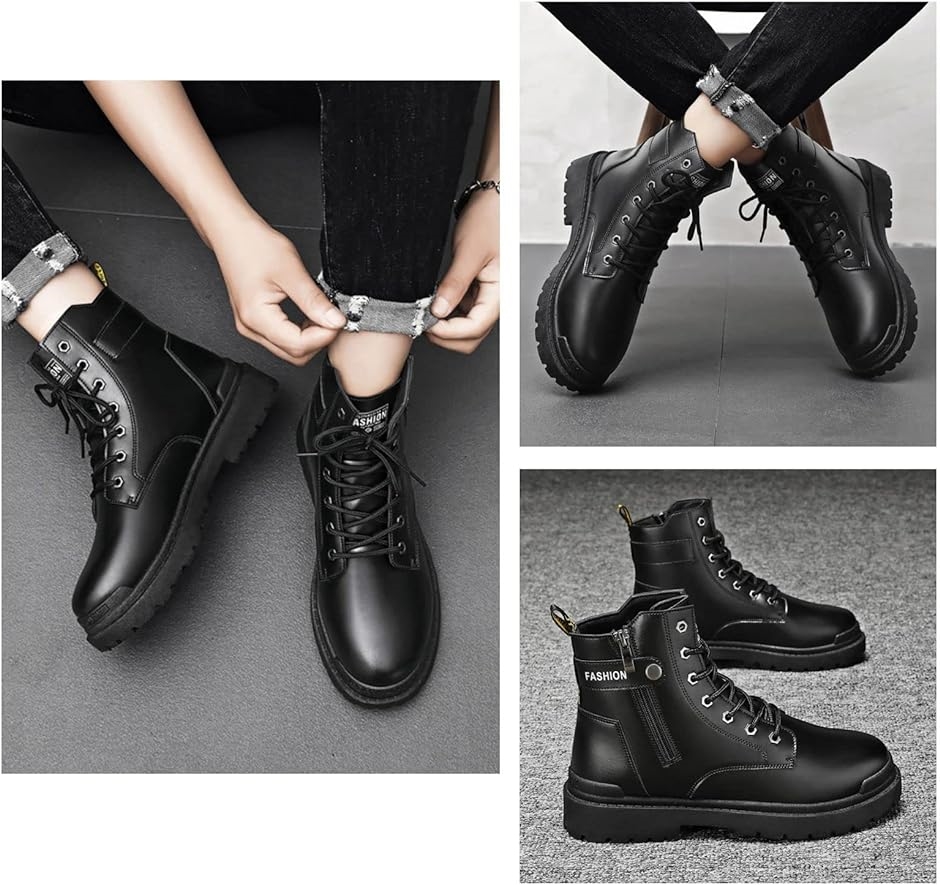 バイクブーツ ライディングブーツ ライダースブーツ PUレザー サイド