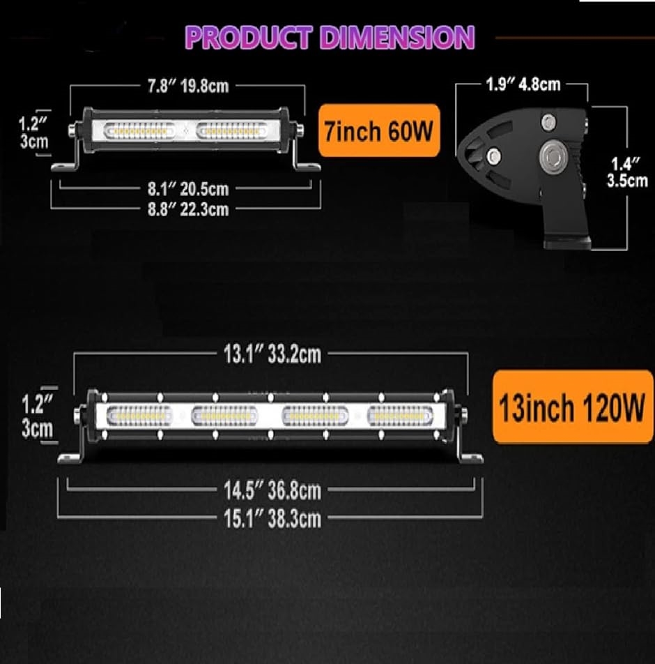 LED作業灯 ワークライト 12V / 24V 兼用 薄型 7インチ 60W 車のライト 集魚灯 看板灯 トラック 各種作業車対応｜horikku｜02