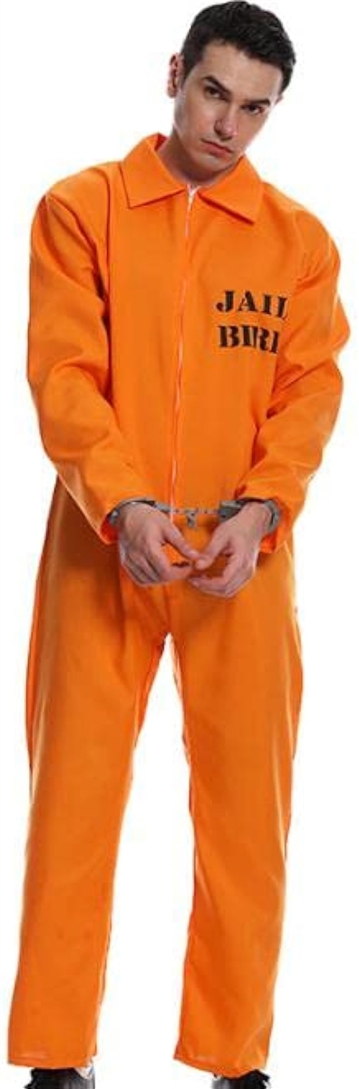囚人 コスプレ 衣装 オールインワン つなぎ オレンジ 長袖 メンズ 仮装 ハロウィン( オレンジ,  L)