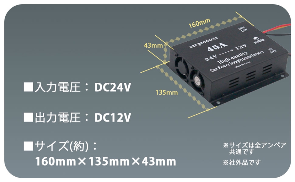 DCDC コンバーター 電圧 変換器 24V＞12V 変圧器 デコデコ ヒューズ付