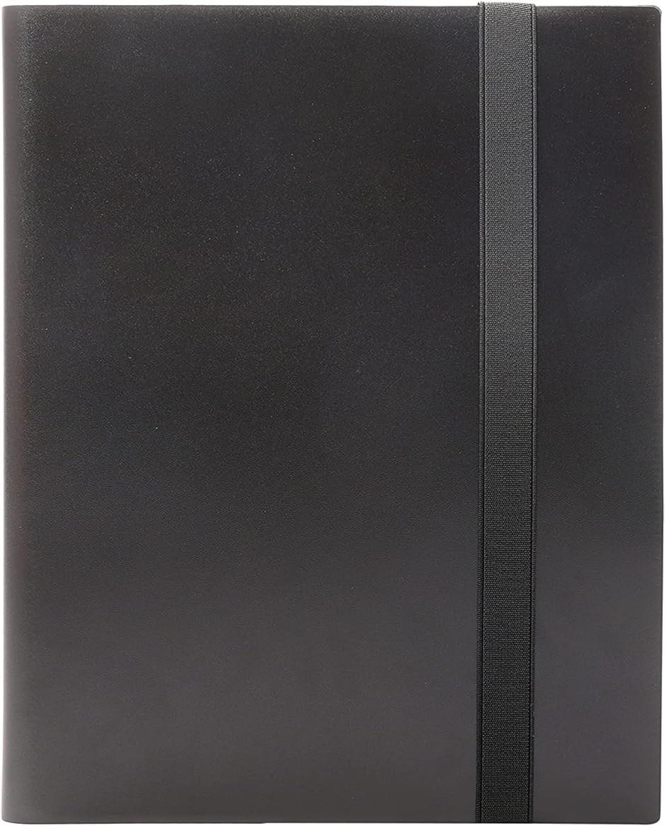 カードファイル コレクションカードバインダー トレカファイル 20ページ 両面用 弾性包帯バインド( 黒,  30x24.5x2cm)