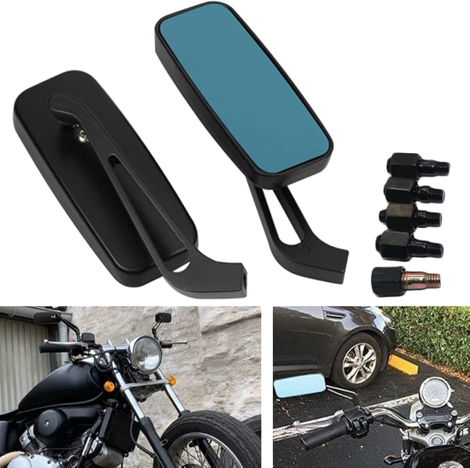 互換品】バイク オートバイ スクエア ミラー アルミ合金 汎用 カワサキ