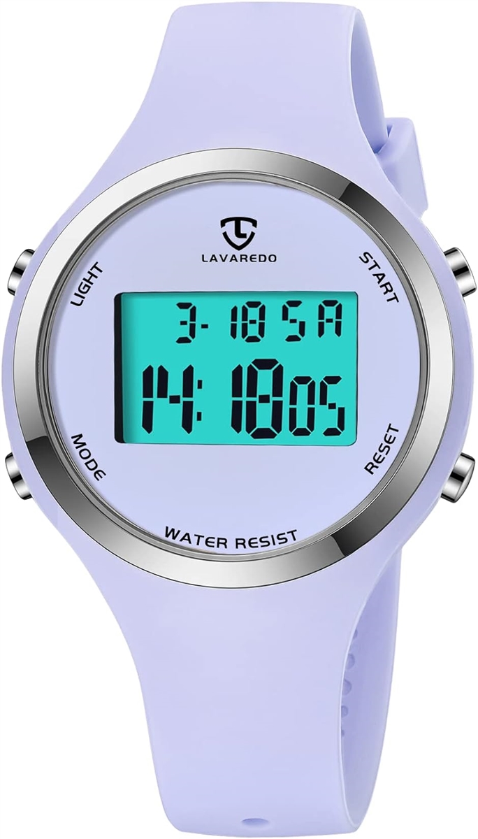 デジタル腕時計 レディース うで時計 おしゃれ 防水 メンズ シンプル スポーツウォッチ 多機能 MDM( パープル)｜horikku