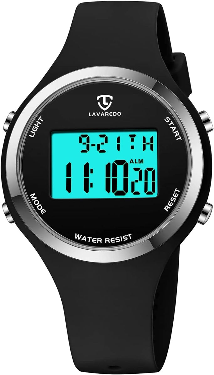 デジタル腕時計 レディース うで時計 おしゃれ 防水 メンズ シンプル スポーツウォッチ 多機能( ブラック)｜horikku