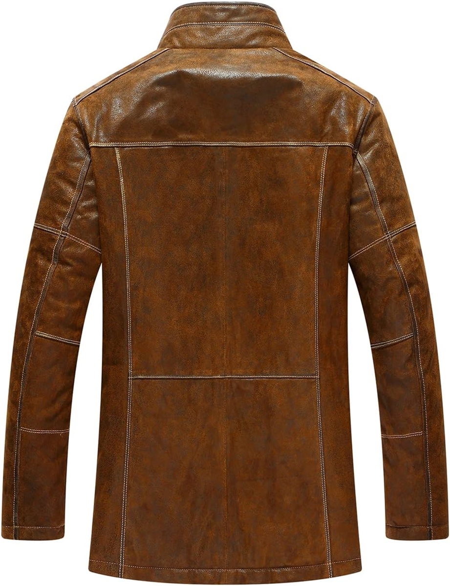 メンズ 本革レザージャケット スタンディングカラー アウトドアコート
