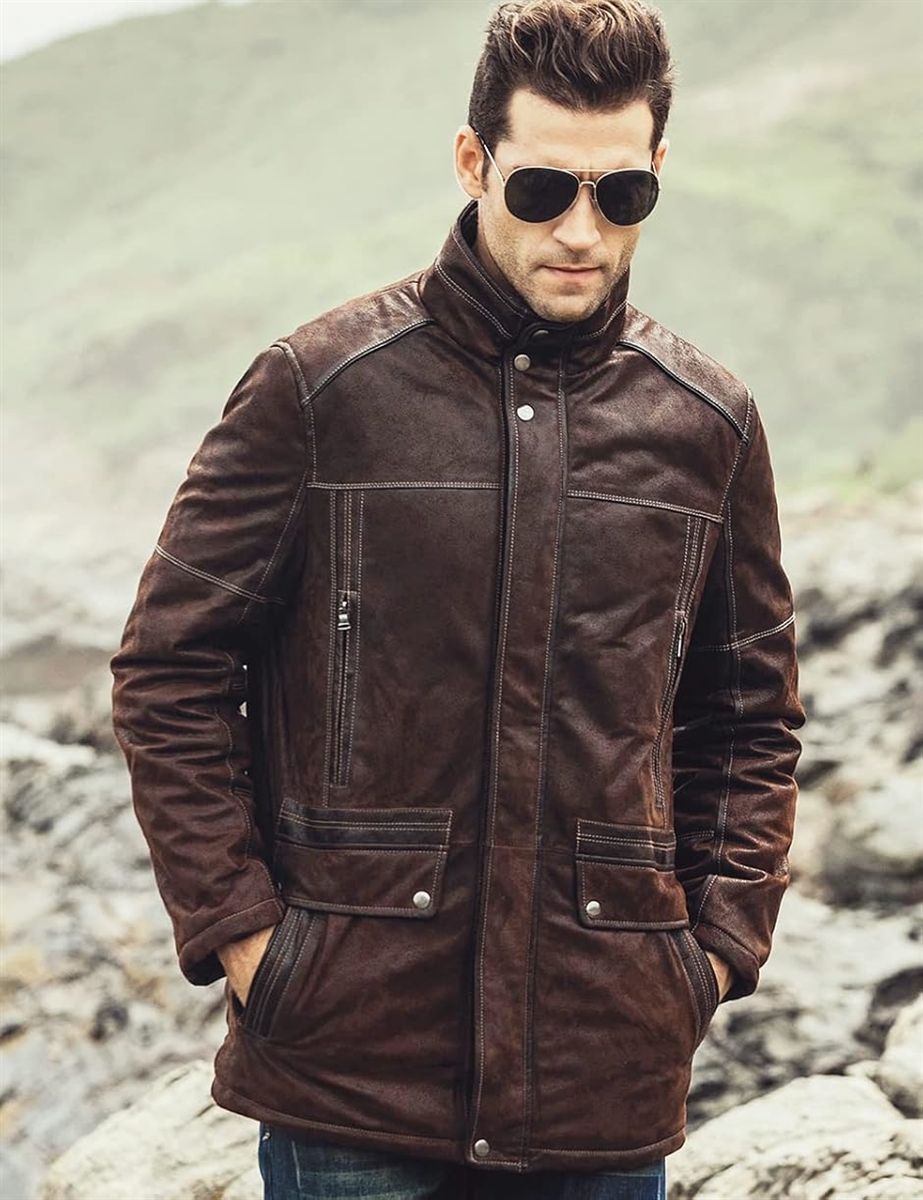 -90's vintage 本革 レザージャケット スタンドカラー ブラウンXL 90's vintage ブラウン ファー付きレザージャケット 90's vintage