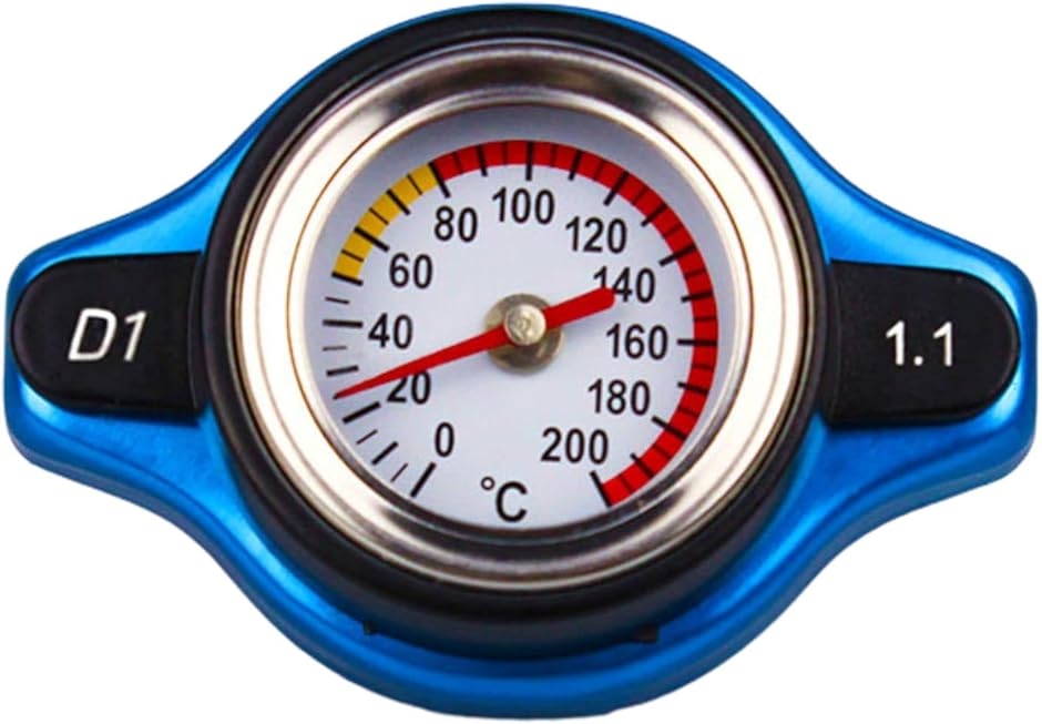 ラジエーター キャップ 水温計付き 温度計 車 カバー ゲージ 取付 汎用( blue,  1.1)｜horikku