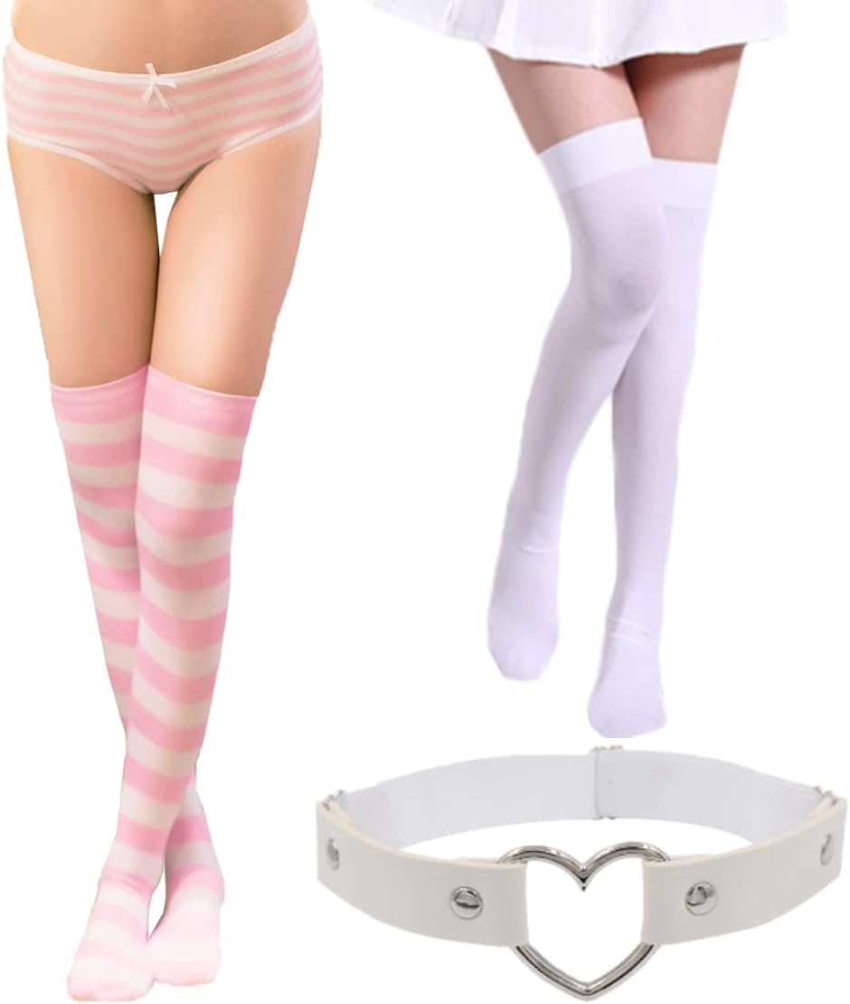 コスプレ パンツ 女装 下着 ニーハイ ガーターリング 4点 セット男の娘 大きいサイズ セクシー( ピンク,  XL)