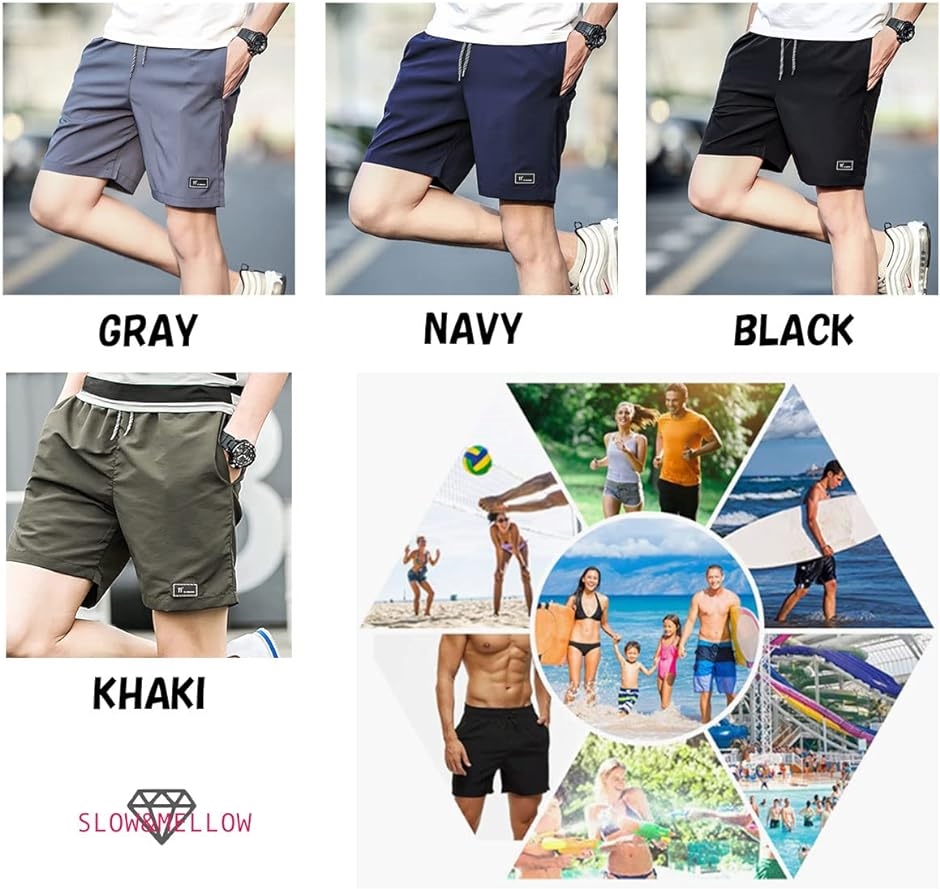 好きに ショートパンツ サーフパンツ メンズ シンプル サーフィン 海パン 水着 水陸両用( ハーフパンツ スポーツ グレー, L) その他水着 
