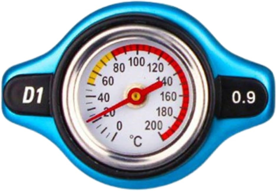 ラジエーター キャップ 水温計付き 温度計 車 カバー ゲージ 取付 汎用( blue,  0.9)