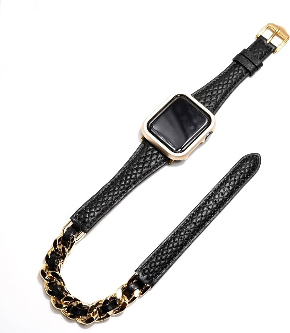 Apple Watch レザー チェーン ベルト グルメットメタル 本革