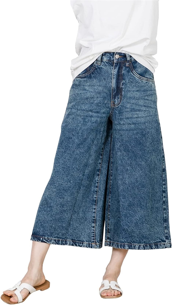 plantation ワイド デニムパンツ　ガウチョパンツ パンツ デニム ガウチョパンツ デニムパンツ ジーンズ ボトムス