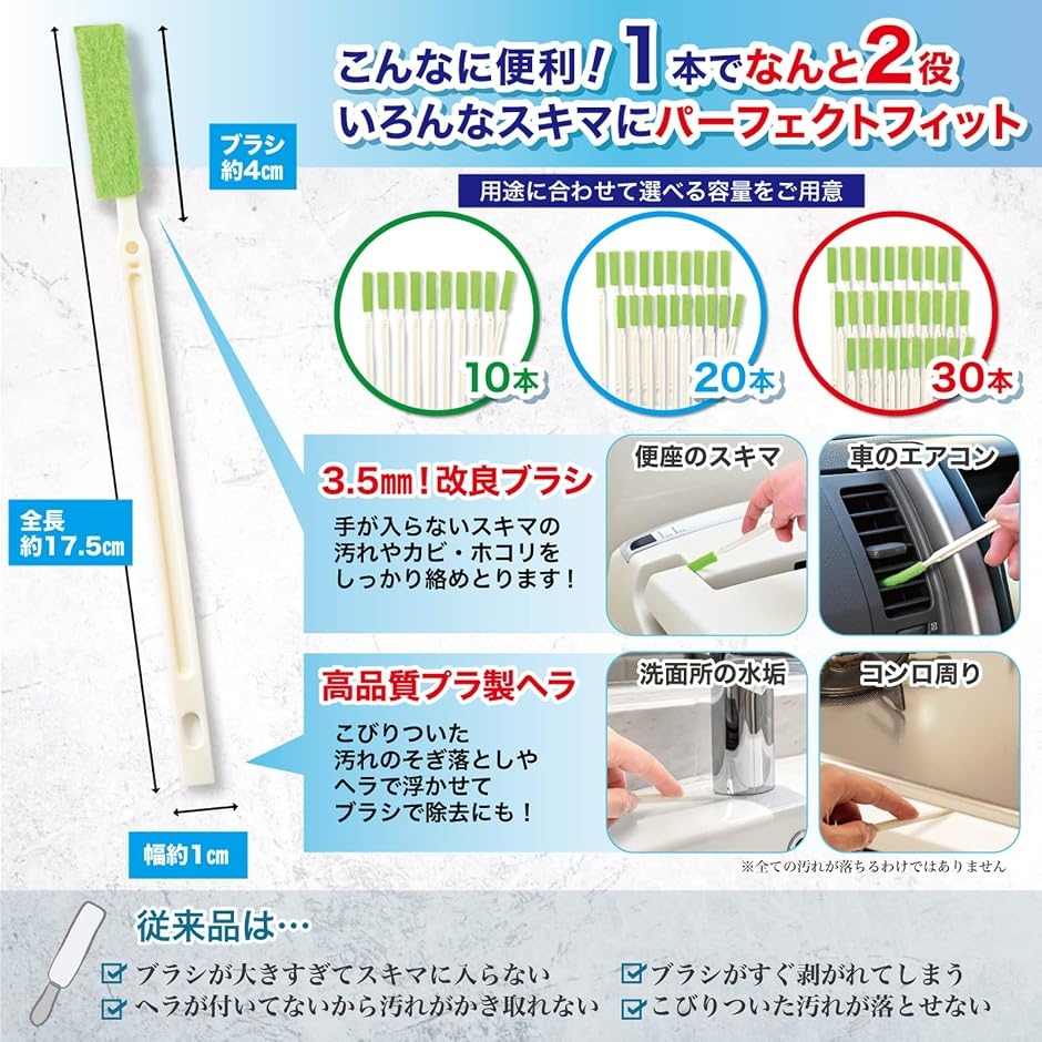 【Yahoo!ランキング1位入賞】エアコン 掃除 ブラシ 国内検査済 隙間ブラシ 隙間掃除 20本入 ヘラ付 関連画像5