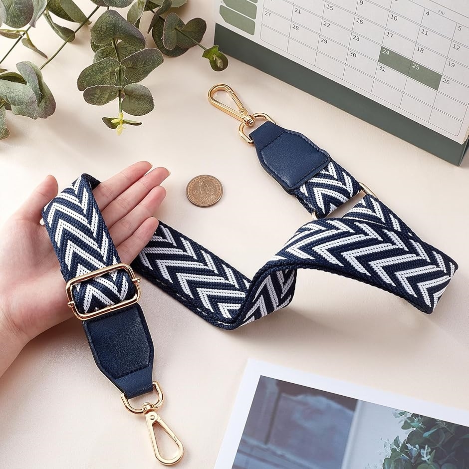 ショルダーストラップ 1本 ショルダーバッグ用 調節可能 白と青 肩掛け