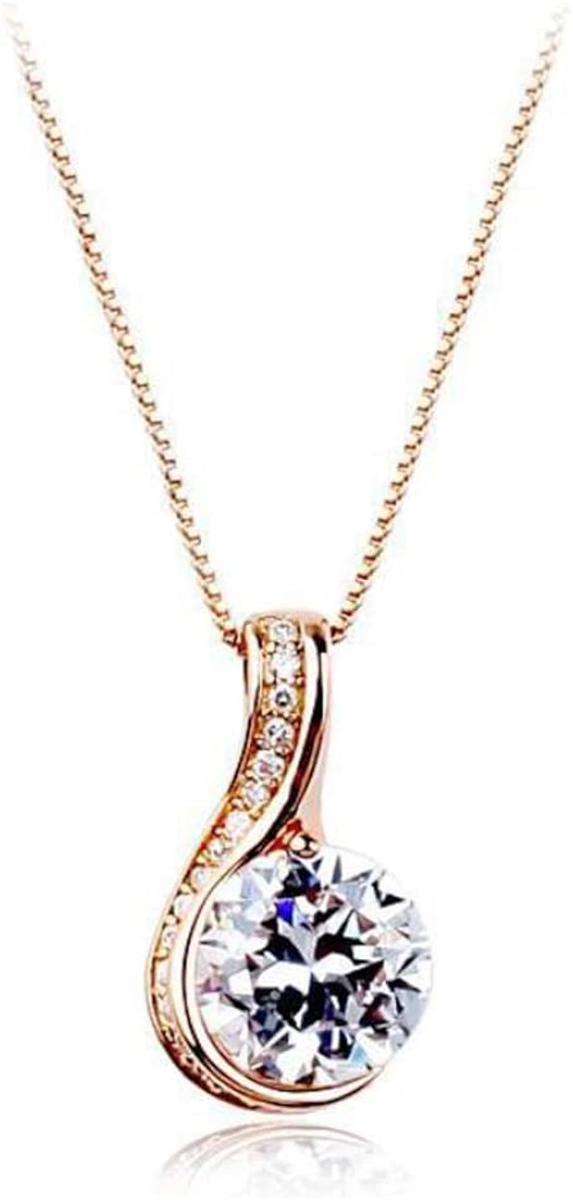 Yahoo! Yahoo!ショッピング(ヤフー ショッピング)ネックレス レディース ジルコニア アクセサリー シンプル 18K 金属アレルギー対応 ケース付き（ ローズゴールド）