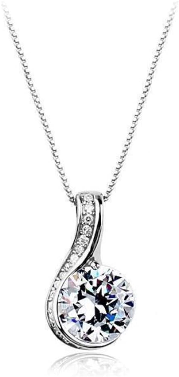 Yahoo! Yahoo!ショッピング(ヤフー ショッピング)ネックレス レディース ジルコニア アクセサリー シンプル 18K 金属アレルギー対応 ケース付き（ ブリリアントシルバー）