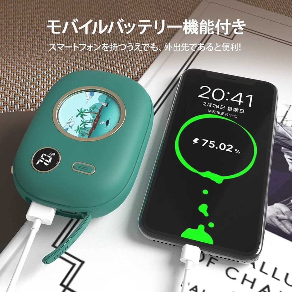 充電式カイロ カメラ型 電気あんか 1台2役 USB 小型 8000mAh モバイル
