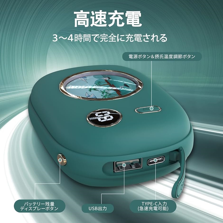 充電式カイロ カメラ型 電気あんか 1台2役 USB 小型 8000mAh モバイル