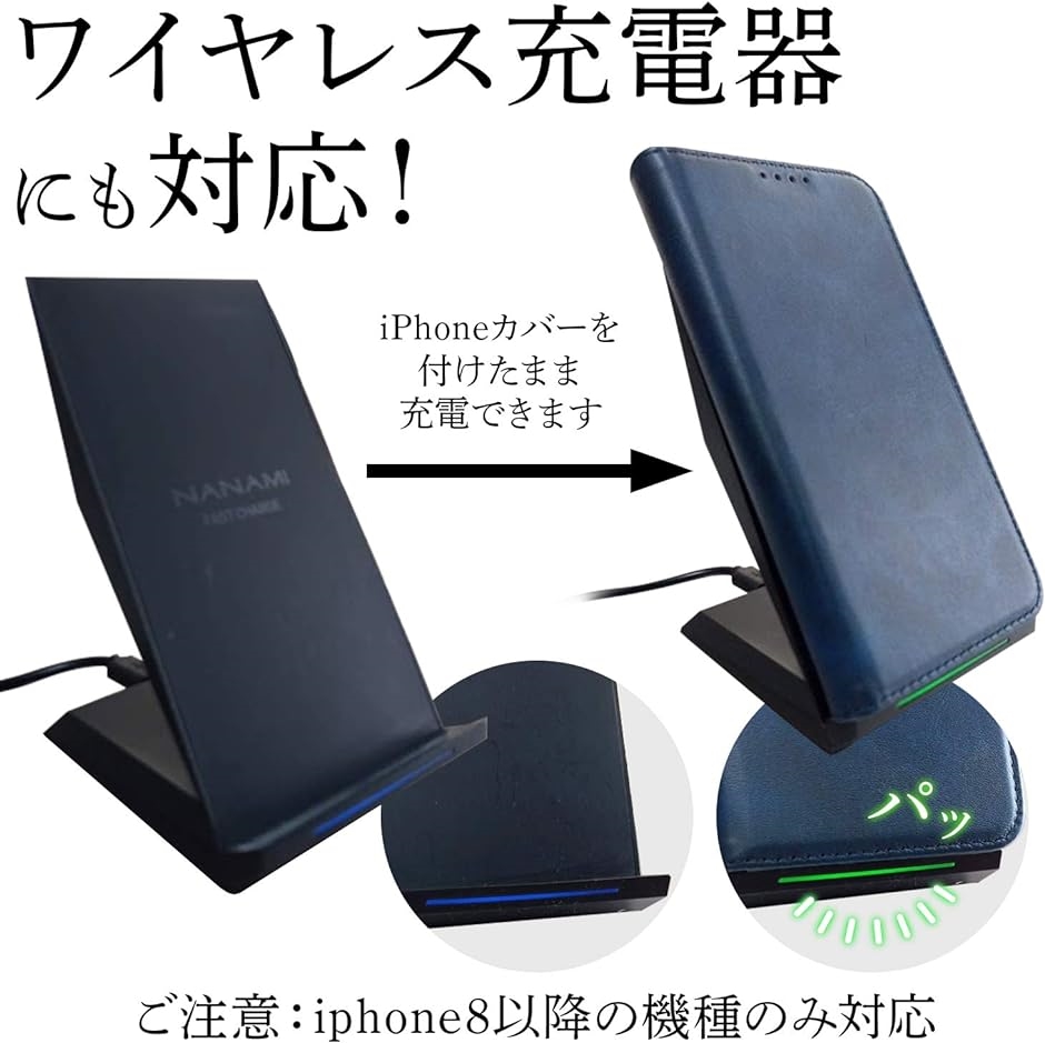 iPhone 14 Promax プロマックス 手帳型 カバー レザー ベルトレス 紺( ネイビー,  iPhone 14Promax)｜horikku｜06