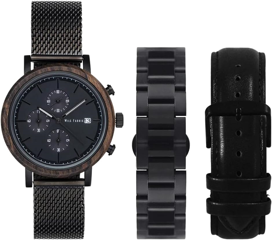 腕時計 Chrono WXL フルセット 木製 黒檀xステンレス メンズ