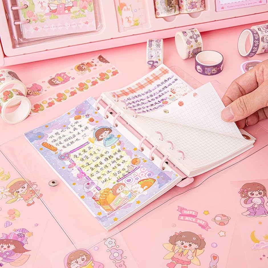 システム手帳セット日記帳 かわいいド シール帳 DIY ノートセット メモ