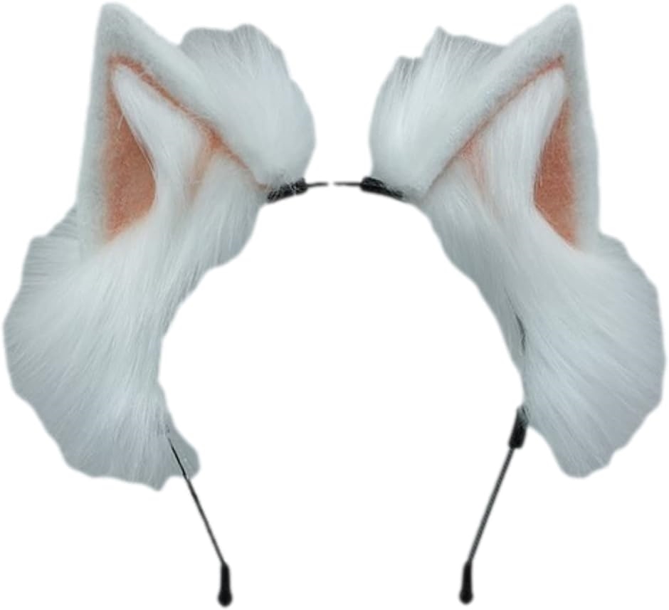 猫耳 カチューシャ ヘッドドレス ねこみみ コスプレ 髪飾り 白xピンク( ホワイト/ピンク)