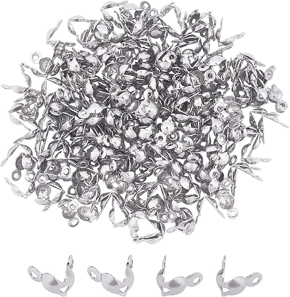 約200個 4mm ビーズチップ カシメ玉 304ステンレス ボールチップ( 8mm)