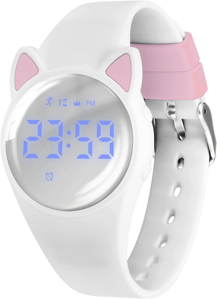 子供腕時計 キッズ 子供用スマートウォッチ活動量計 デジタル腕時計 多機能防水 MDM( DJ-White-Y)