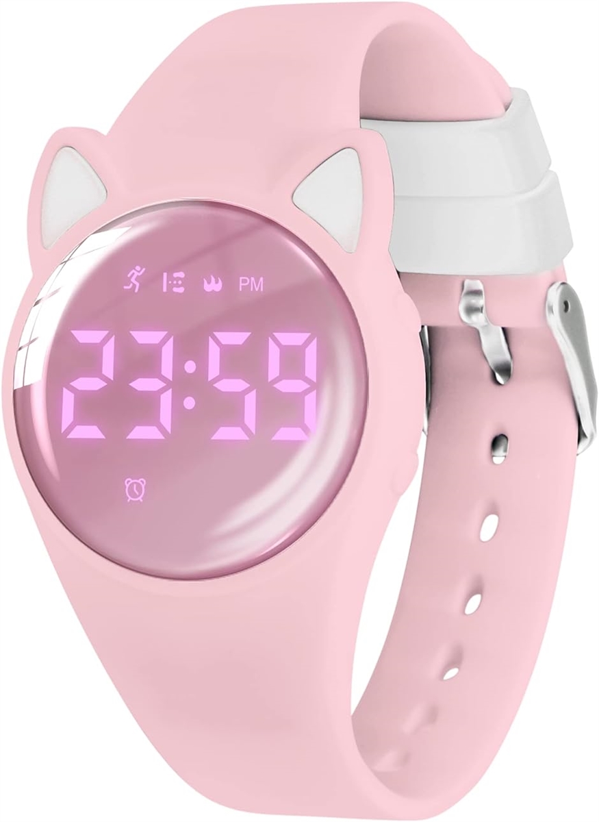 子供腕時計 キッズ 子供用スマートウォッチ活動量計 デジタル腕時計 多機能防水 MDM( DJ-Pink-Y)