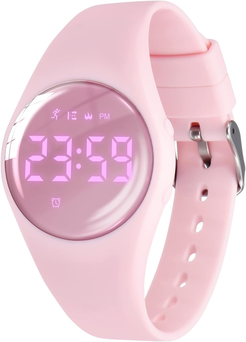 子供腕時計 キッズ 子供用スマートウォッチ活動量計 デジタル腕時計 多機能防水 MDM( DJ-Pink)