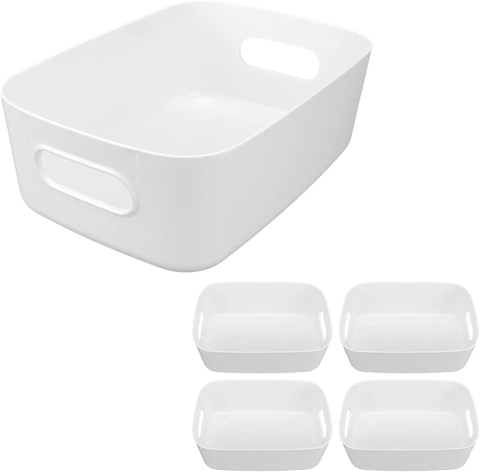 収納ボックス 仕分けケース ソフトタイプ 持ち手穴付き 整理整頓 衣類 調味料 コスメ 5個 ホワイト( 5個 ホワイト)