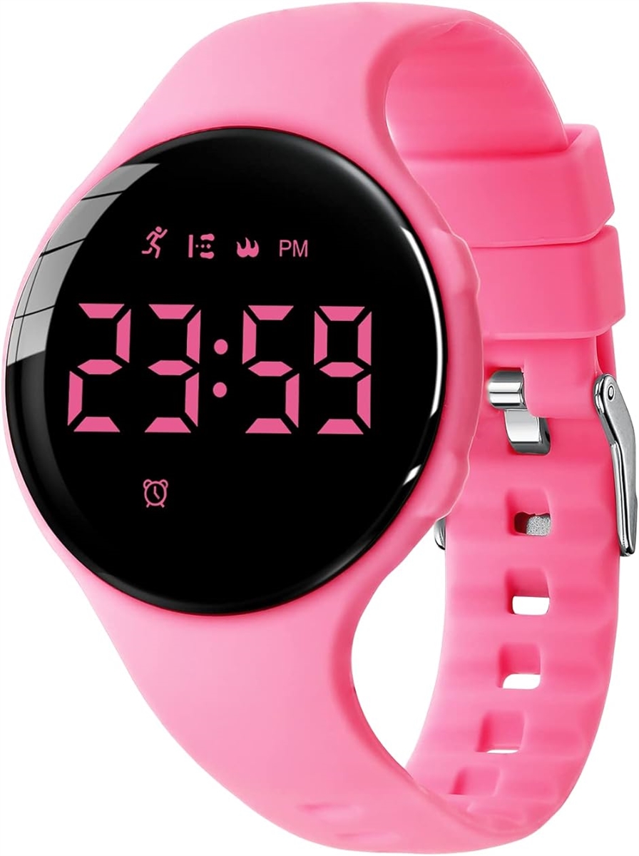 腕時計 充電式 ユニセックス 子供用 スマートウォッチ 活動量計 うで時計 メンズ デジタル腕時計 多機能( 04-ピンク)