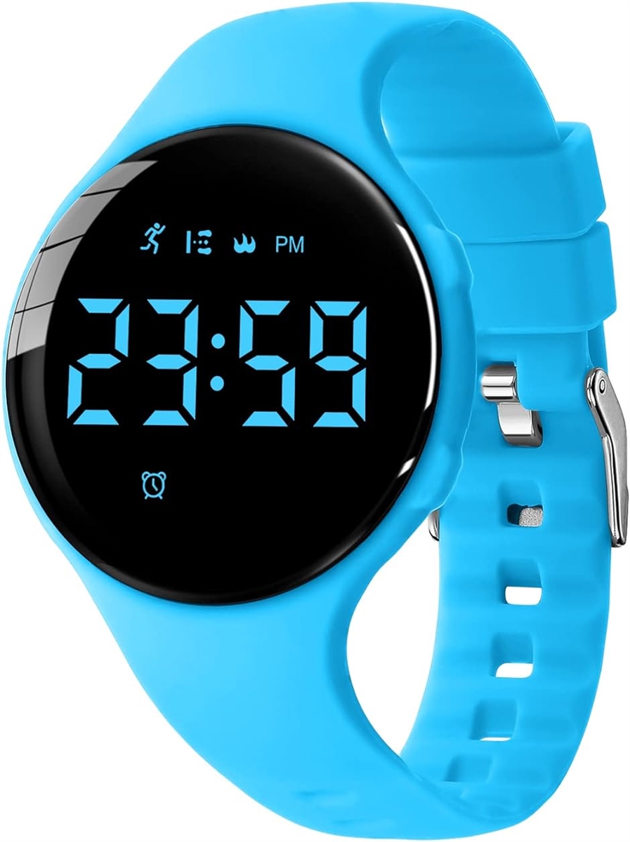 腕時計 充電式 ユニセックス 子供用 スマートウォッチ 活動量計 うで時計 メンズ デジタル腕時計 多機能( 03-ブルー)