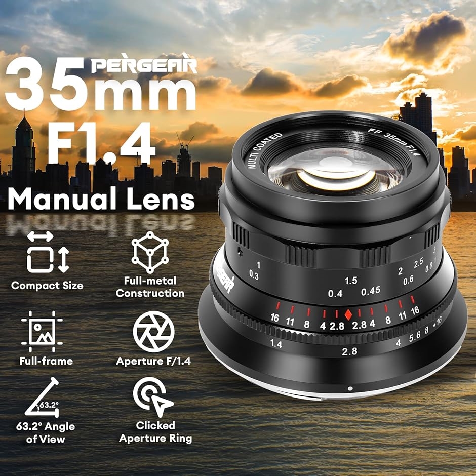 35mm F1.4 フルサイズ マニュアルフォーカスレンズ 単焦点レンズ( ブラック,  Eマウント)｜horikku｜02