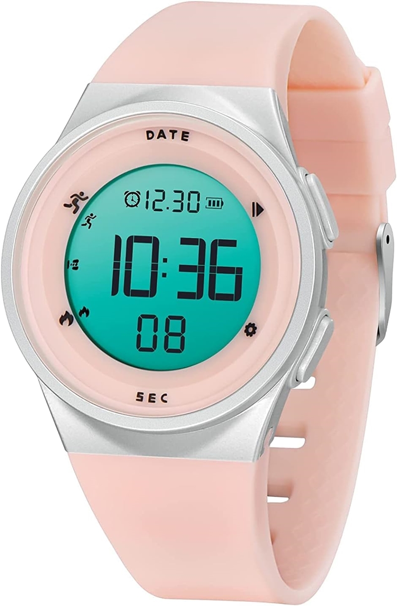 腕時計 レディース USB充電式 子供用 スマートウォッチ 活動量計 大人 デジタル腕時計 多機能 MDM( 03-ピンク)