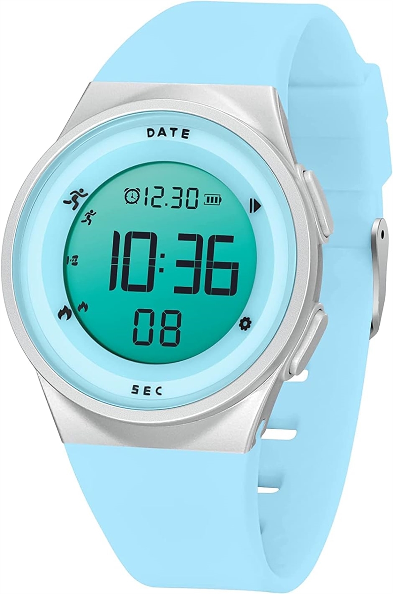 腕時計 レディース USB充電式 子供用 スマートウォッチ 活動量計 大人 デジタル腕時計 多機能 MDM( 04-ブルー)