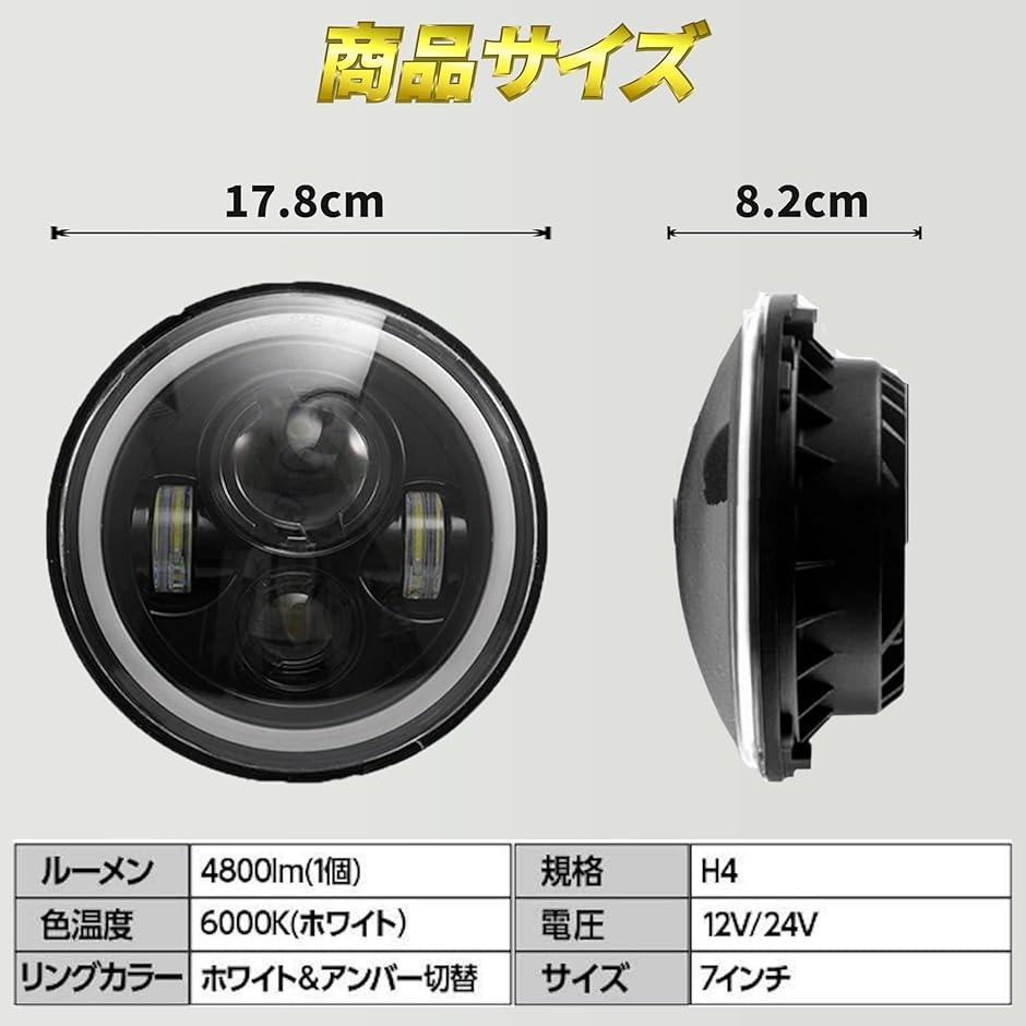 BLIAUTO C2 LED 7インチヘッドライト リングDRL ウインカー Amazon | BLIAUTO C2 LED 7インチヘッドライト リングDRL