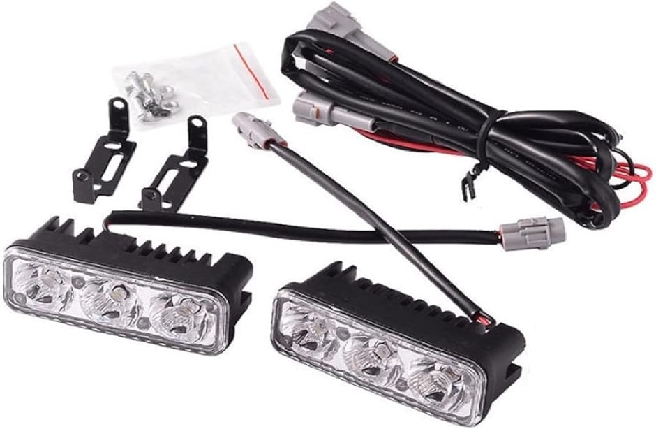 led ライト 12V バイク 車 デイライト フォグランプ 取付ステー 付き 3