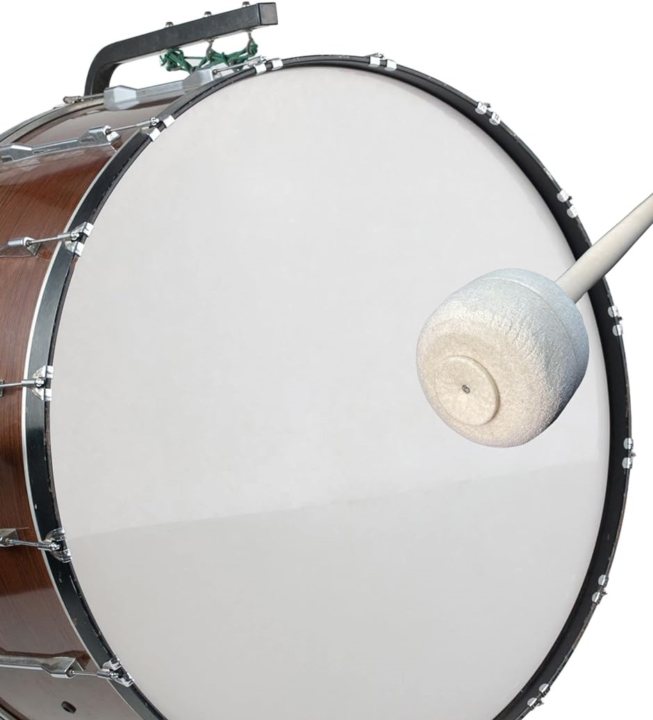 バスドラムマレット 2本セット フェルト ドラムスティックマレット ブラスバンド マーチングゴング ティンパニ( ホワイト 2本セット)