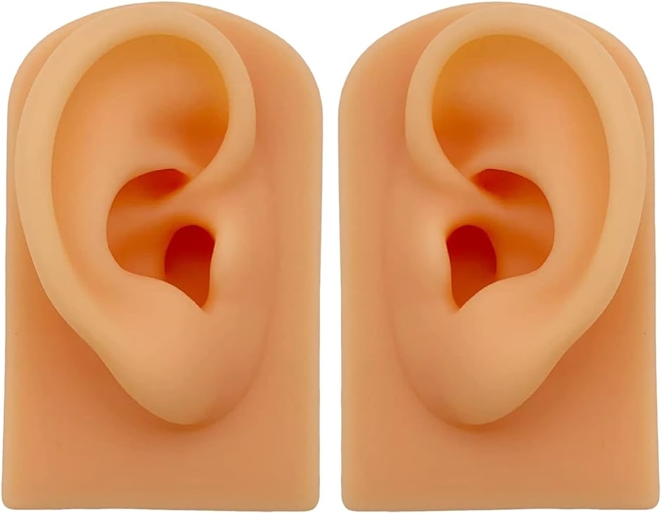 耳 模型 シリコン 左右セット アクセサリー 両耳 両耳模型 リアル耳模型 ピアス飾り( 肌色)｜horikku