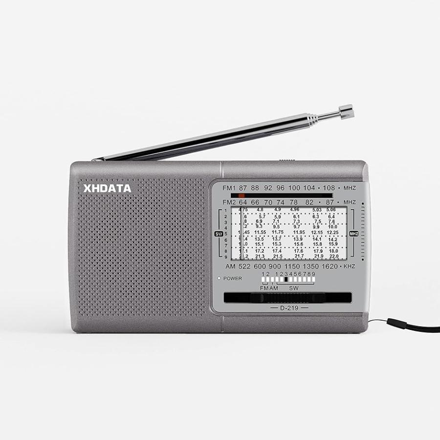 D-219 ポータブル・短波ラジオ FM AM SW 11波段立体声收音机 ワイヤレス 日本語説明書付き シルバー
