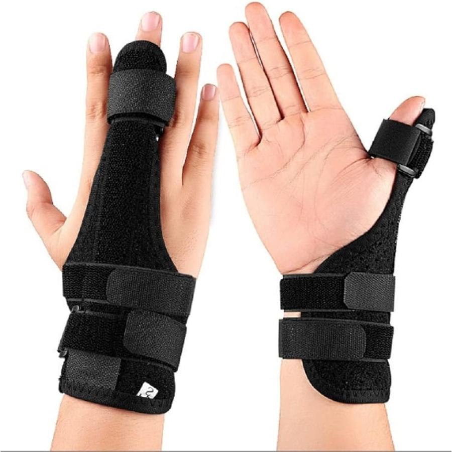 指サポーター 骨折 突き指 固定 フィンガーラップ 左右兼用 男女兼用(親指, ワンサイズ)