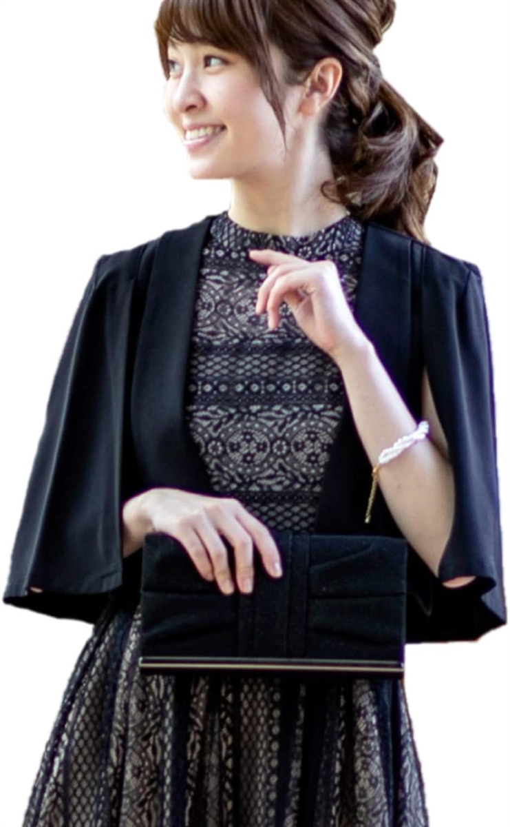 ボレロ ジャケット レディース ケープ 袖 フォーマル ジャレロ 羽織り 体型カバー( A ブラック,  3L)｜horikku