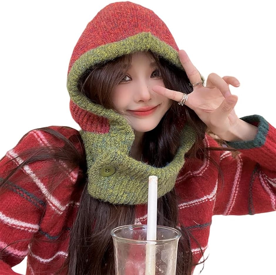 バラクラバ ニット レディース おしゃれ かわいい MDM( ワインレッド