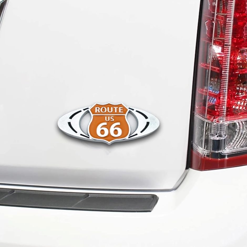 車 ステッカー バイク エンブレム ルート66 外装パーツ アメカジテイスト レトロ デカール Route66 4個セット｜horikku｜04