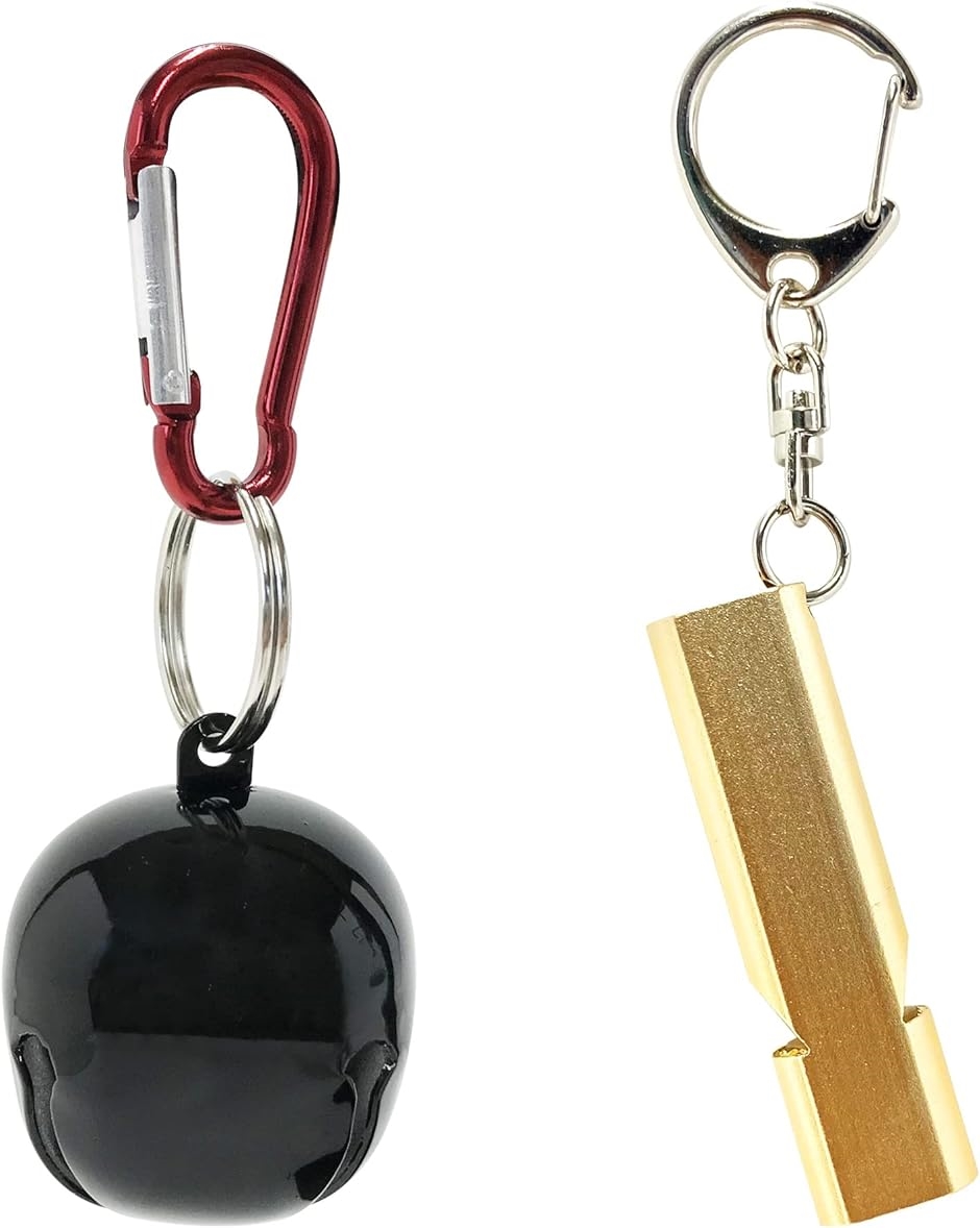 熊よけカラー鈴 熊よけベル ホイッスル 笛 カラビナ付 カラビナ黒、ホイッスルセット( 熊よけカラー鈴(カラビナ黒)、ホイッスルセッ)