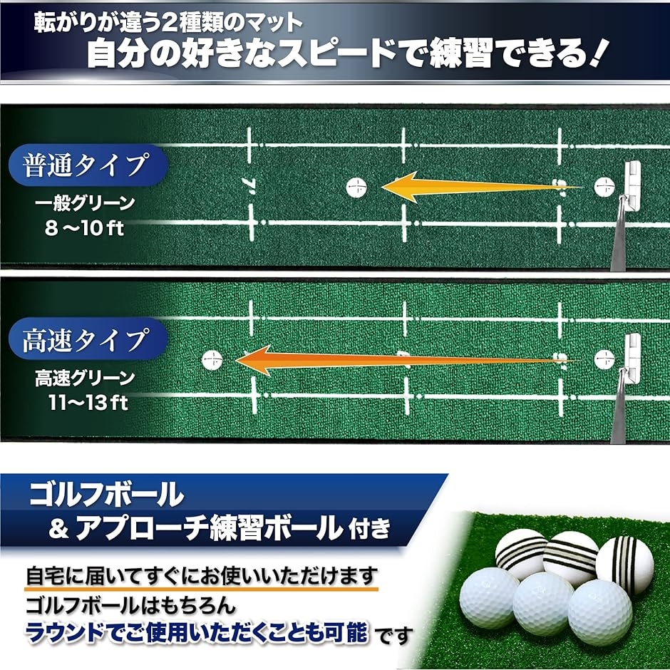 パターマット 9点セット アプローチも練習できる パター練習マット ゴルフ パターカップ GOLF 普通タイプ( 緑)｜horikku｜04