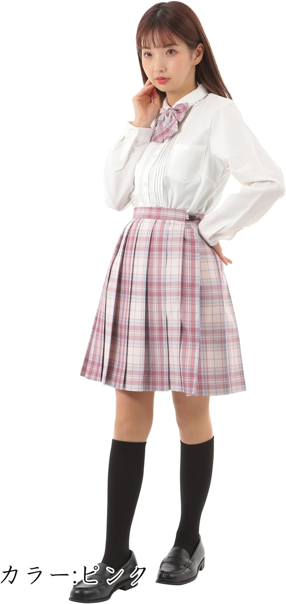 ピンクと白のチェック柄プリーツスカート 楽天市場】冬制服スカート【ピンク×紺・白タータンチェック