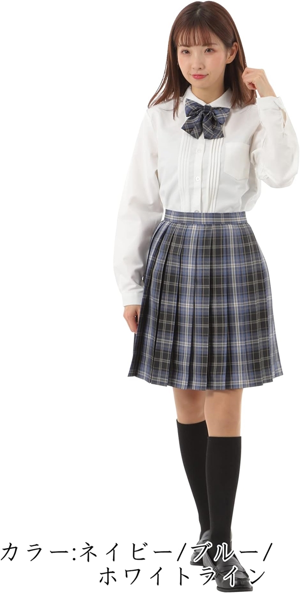 プリーツスカート チェック柄 丈48cm 膝上 スクールスカート 制服 女子